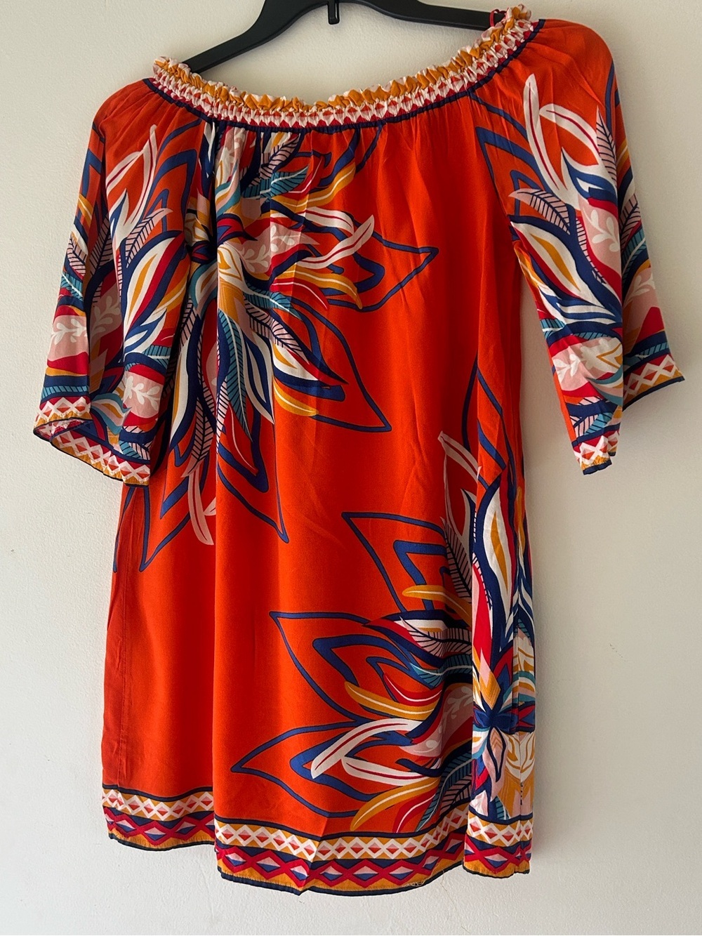 Free Market Orange Floral Off-Shoulder blouse